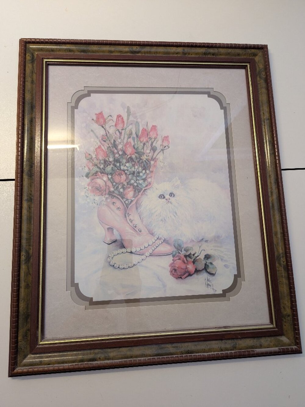 Home Interiors White Cat & Victorian Boot Framed Print by Julia Crainer